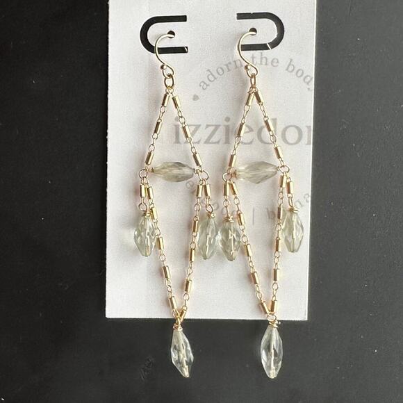 Hand Crafted Jewelry - Green Amethyst 14K GF Earring